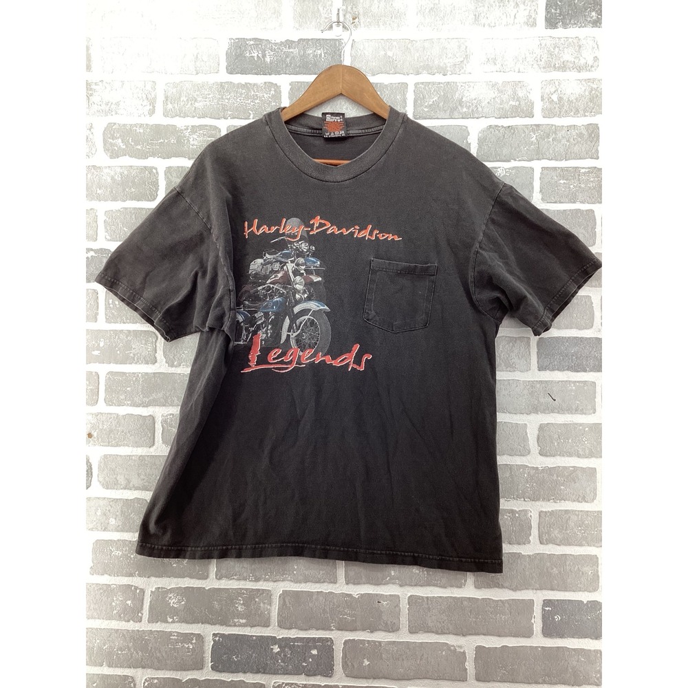 Vintage 90s Harley Davidson Legends Roeder Ohio Pocket T-Shirt XL Made in USA
